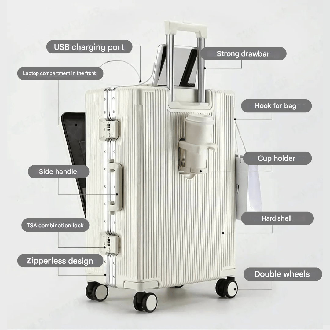 Handgepäckkoffer | Aluminium | TSA-Schloss | Integrierte USB-ports-Luzern Mode