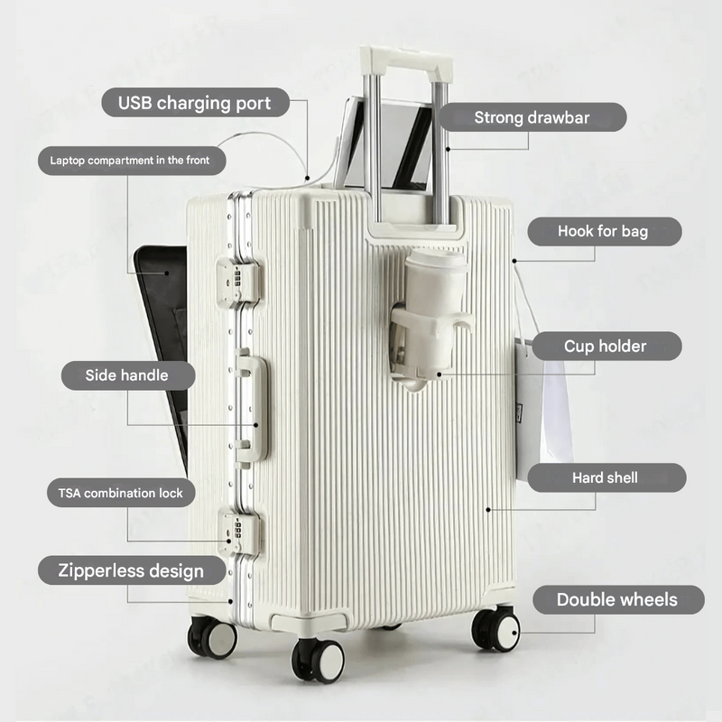 Handgepäckkoffer | Aluminium | TSA-Schloss | Integrierte USB-ports-Luzern Mode