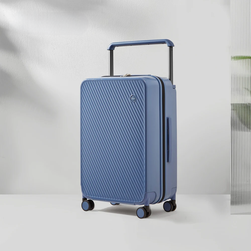 Hartschalen-Koffer | Breitem Griff | TSA-Zahlenschloss | Spinnerrollen-Blau-M (65 L)-Luzern Mode