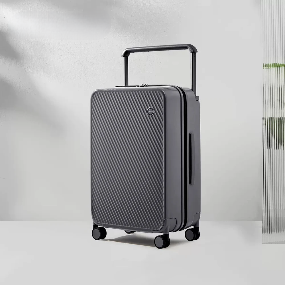 Hartschalen-Koffer | Breitem Griff | TSA-Zahlenschloss | Spinnerrollen-Grau-M (65 L)-Luzern Mode