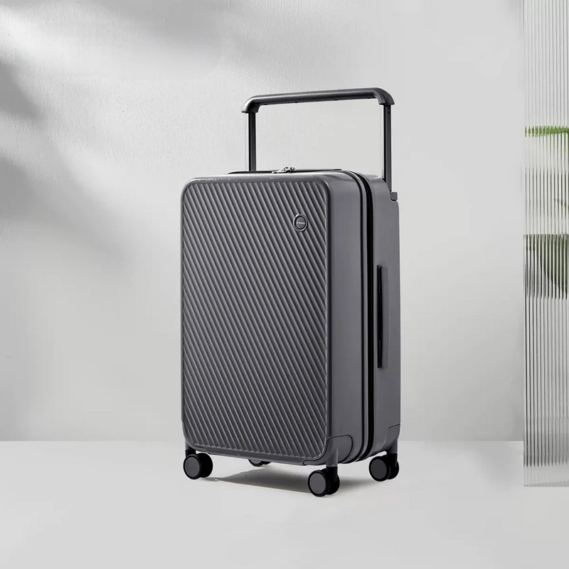 Hartschalen-Koffer | Breitem Griff | TSA-Zahlenschloss | Spinnerrollen-Grau-M (65 L)-Luzern Mode