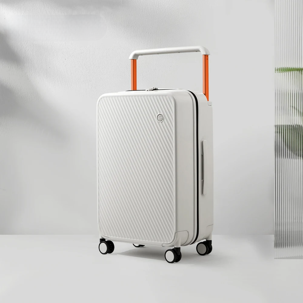 Hartschalen-Koffer | Breitem Griff | TSA-Zahlenschloss | Spinnerrollen-Weiß-S (37 L)-Luzern Mode