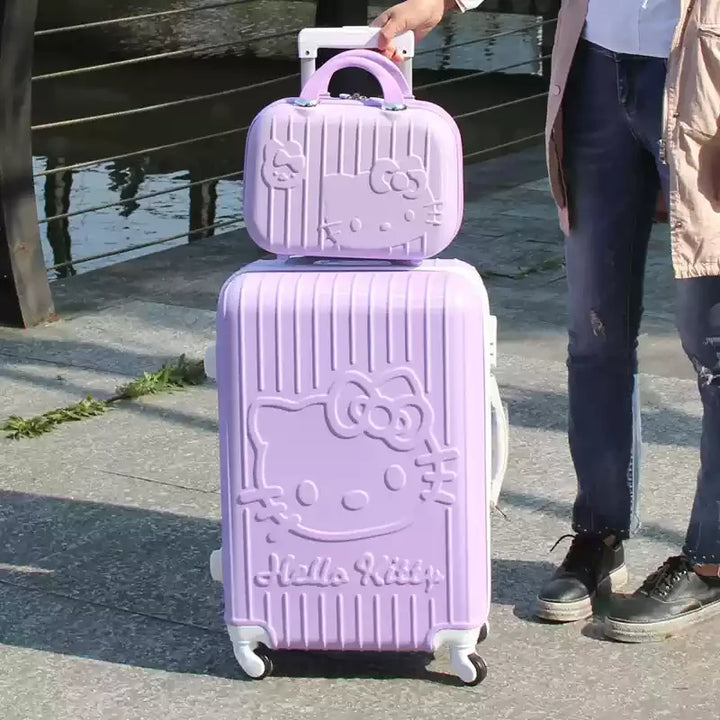 Hartschalen-Kofferset | Katzenomotiv | Verscheidene Größen | ABS-Lila-S (39 L)-Luzern Mode