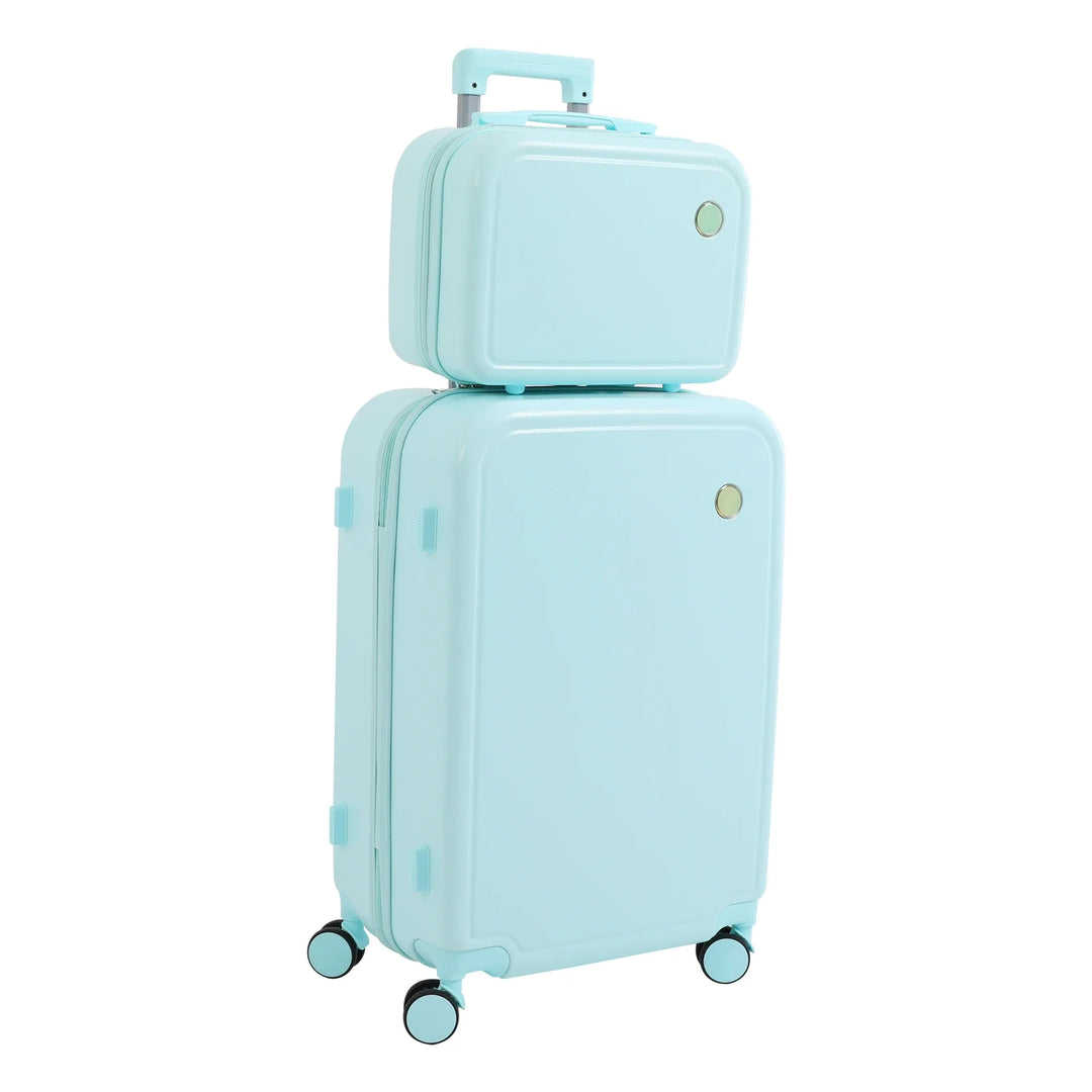 Duo Hartschalen-Kofferset | Kosmetikkoffer | Handgepäck | Unifarbe-Grün-Luzern Mode
