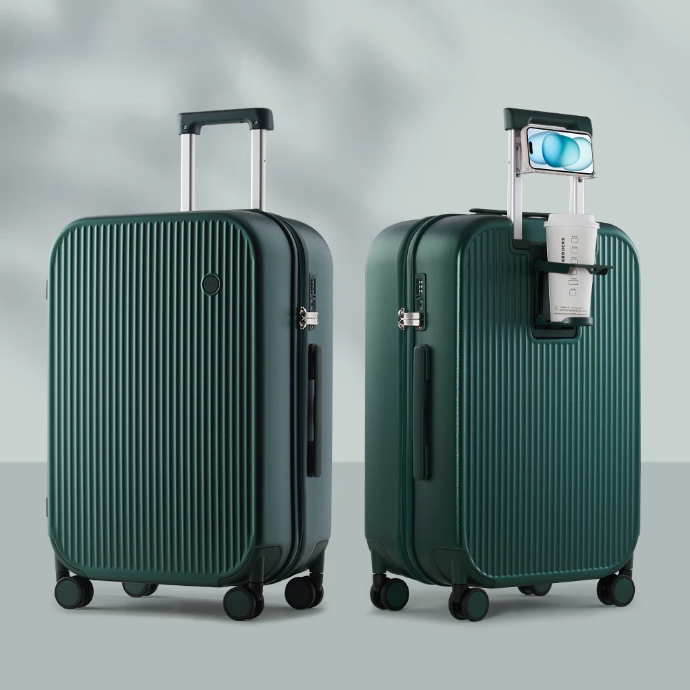 Hartschalen-Reisekoffer | Leicht | Robust | Integrierte Halter-Dunkelgrün-S (42 L)-Luzern Mode