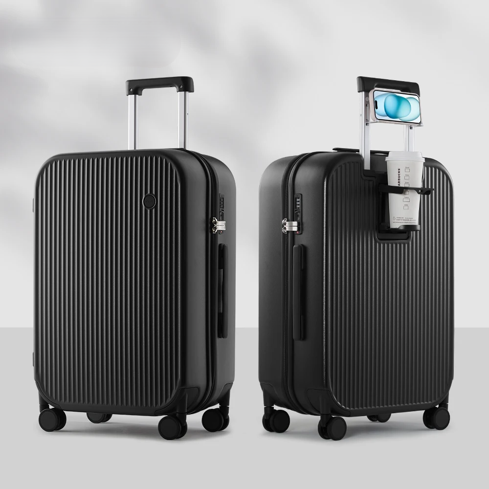 Hartschalen-Reisekoffer | Leicht | Robust | Integrierte Halter-Schwarz-S (42 L)-Luzern Mode
