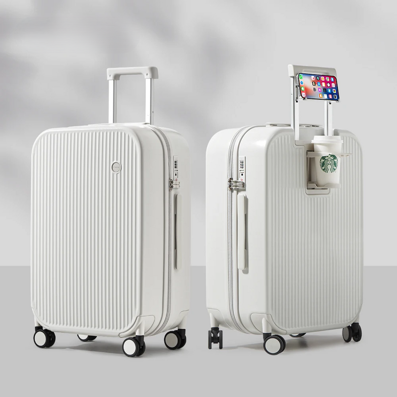 Hartschalen-Reisekoffer | Leicht | Robust | Integrierte Halter-Weiß-S (42 L)-Luzern Mode