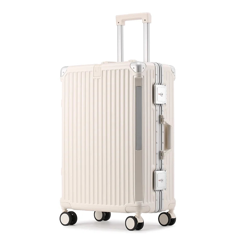 Hartschalenkoffer | Aluminiumrahmen | Spinner-Rollen | Zahlenschloss-S (48 L)-Weiß-Luzern Mode