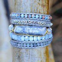 Topas-Wickelarmband | Heilend Blau Stilvoll Farbenfroh Vielseitig-Luzern Mode