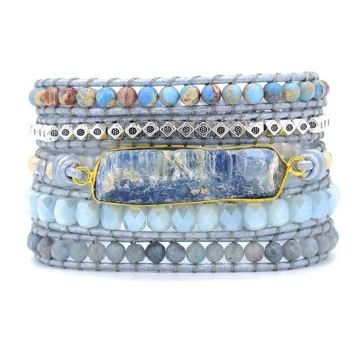 Topas-Wickelarmband | Heilend Blau Stilvoll Farbenfroh Vielseitig-Luzern Mode