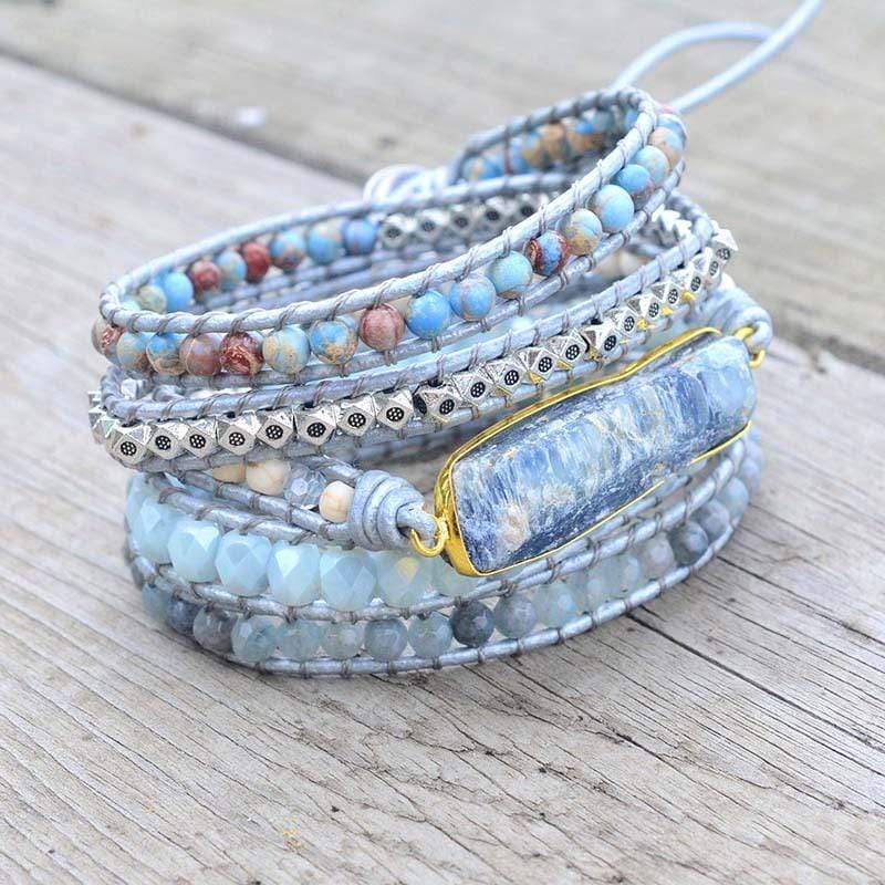 Topas-Wickelarmband | Heilend Blau Stilvoll Farbenfroh Vielseitig-Luzern Mode