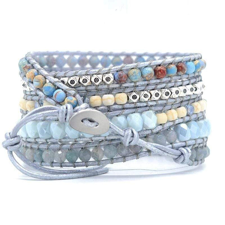 Topas-Wickelarmband | Heilend Blau Stilvoll Farbenfroh Vielseitig-Luzern Mode