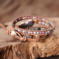 Wickelarmband | Herz Jaspis Beruhigend Stilvoll Boho Lässig Handgefertigt-Luzern Mode