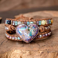 Wickelarmband | Herz Jaspis Beruhigend Stilvoll Boho Lässig Handgefertigt-Luzern Mode