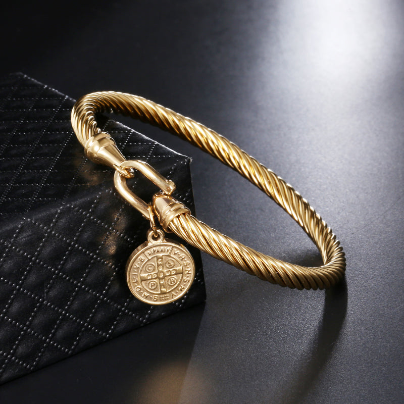 Bedelarmband | Glaube San Benito Langlebig Stilvoll Symbolisch Silber-Gold-Luzern Mode