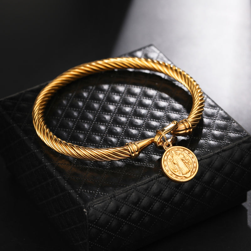 Bedelarmband | Glaube San Benito Langlebig Stilvoll Symbolisch Silber-Luzern Mode