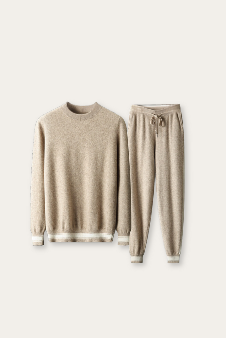 Hellebraune Herrenbekleidungset | Kaschmir | Merinowolle | 2-teilig | Warm-S-Luzern Mode