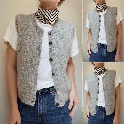 Damen Strickweste mit Knöpfen - Modische Weste für Herbst-Luzern Mode