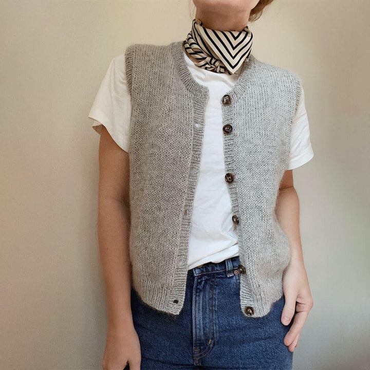 Damen Strickweste mit Knöpfen - Modische Weste für Herbst-S-Luzern Mode