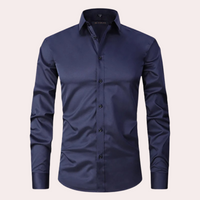 Herren Businesshemd Slim Fit - Elegantes Langarmhemd-Dunkelblau-S-Luzern Mode