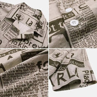 Herren Freizeit Hemd mit Zeitungsdruck - Baumwolle Streetwear-Luzern Mode