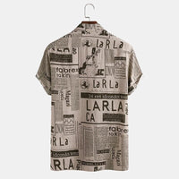 Herren Freizeit Hemd mit Zeitungsdruck - Baumwolle Streetwear-Luzern Mode