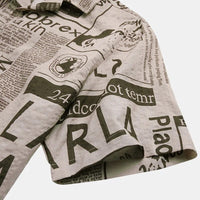 Herren Freizeit Hemd mit Zeitungsdruck - Baumwolle Streetwear-Luzern Mode