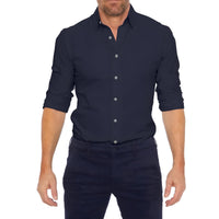 Herren Businesshemd Slim Fit - Elegantes Langarmhemd-Dunkelblau-XS-Luzern Mode