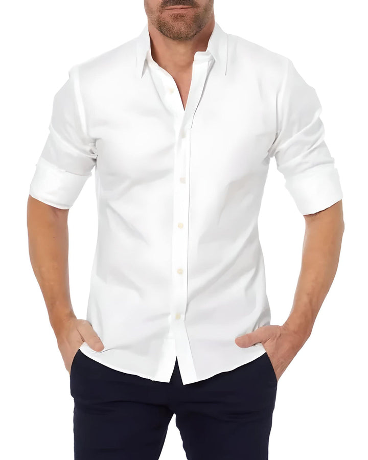 Herren Businesshemd Slim Fit - Elegantes Langarmhemd-Weiß-XS-Luzern Mode
