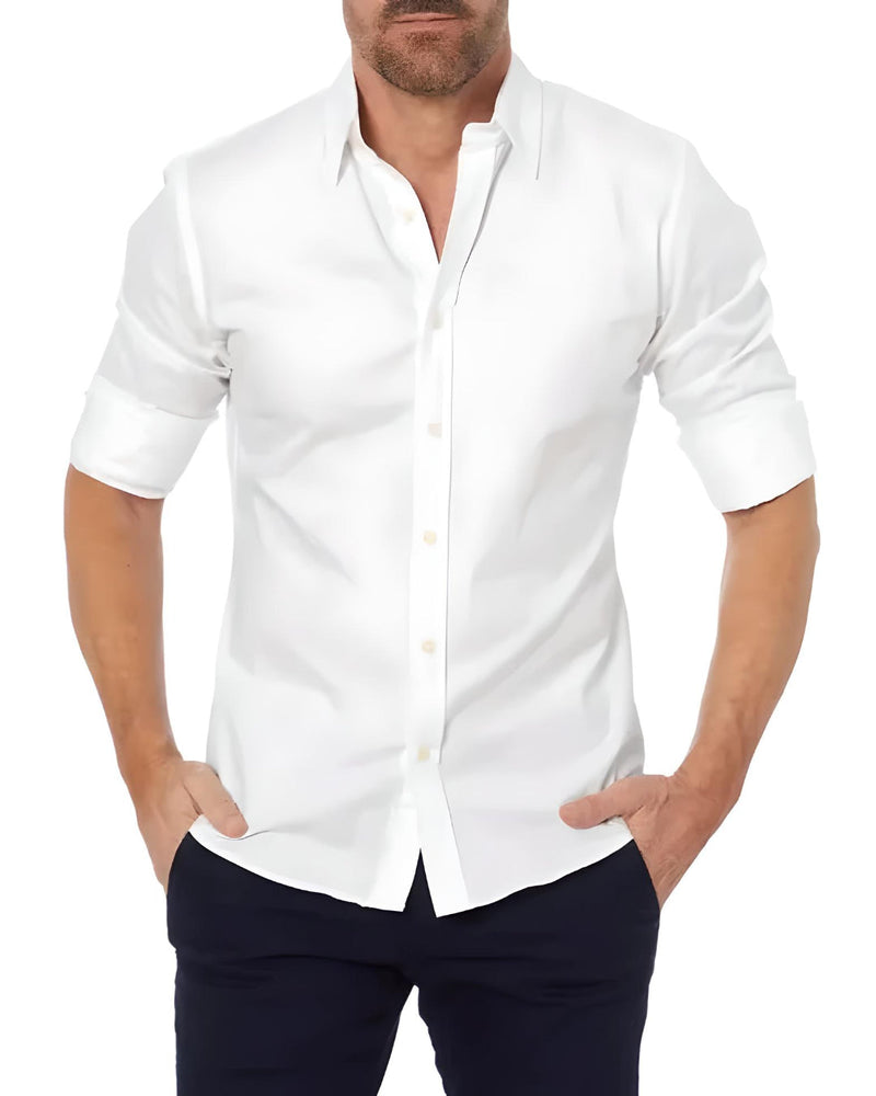 Herren Businesshemd Slim Fit - Elegantes Langarmhemd-Weiß-XS-Luzern Mode