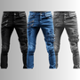 Herren Jeans mit Rissen und Schnallen - Modische Denim-Hose-Kaufen Sie 2 und erhalten Sie 1 gratis (alle drei Farben)-S-Luzern Mode