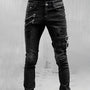 Herren Jeans mit Rissen und Schnallen - Modische Denim-Hose-Schwarz-S-Luzern Mode