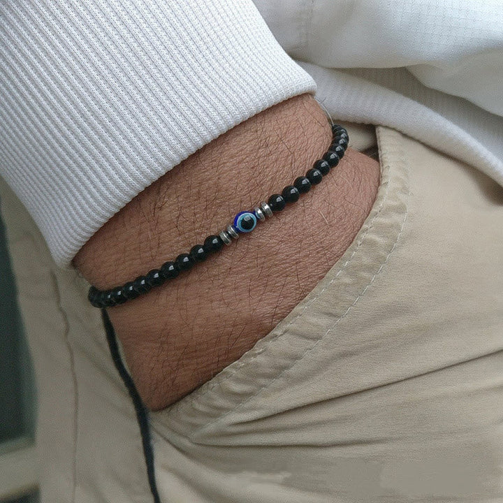 Herren-Armband | Verstellbar | Böse Auge | Naturstein | Markant-Obsidian-Luzern Mode