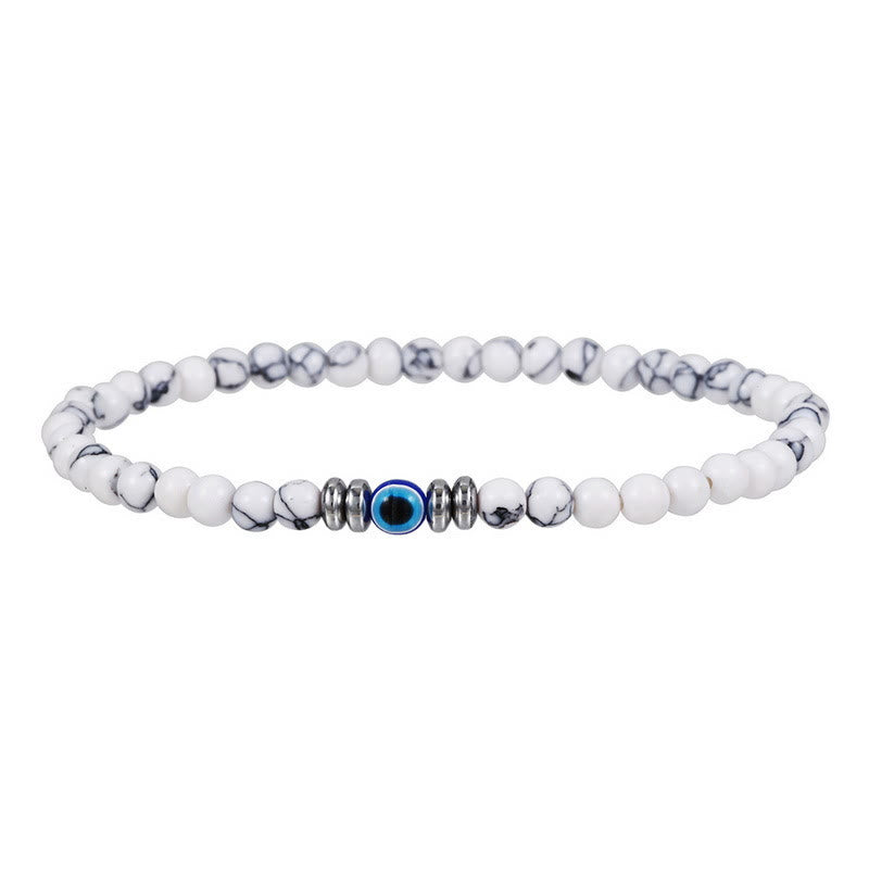 Herren-Armband | Verstellbar | Böse Auge | Naturstein | Markant-Weißer Türkis-Luzern Mode