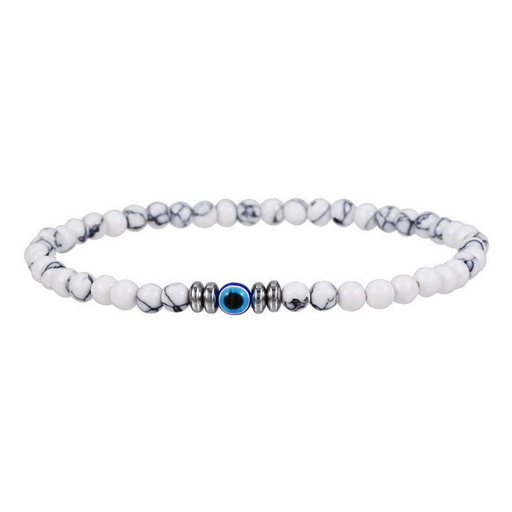 Herren-Armband | Verstellbar | Böse Auge | Naturstein | Markant-Weißer Türkis-Luzern Mode