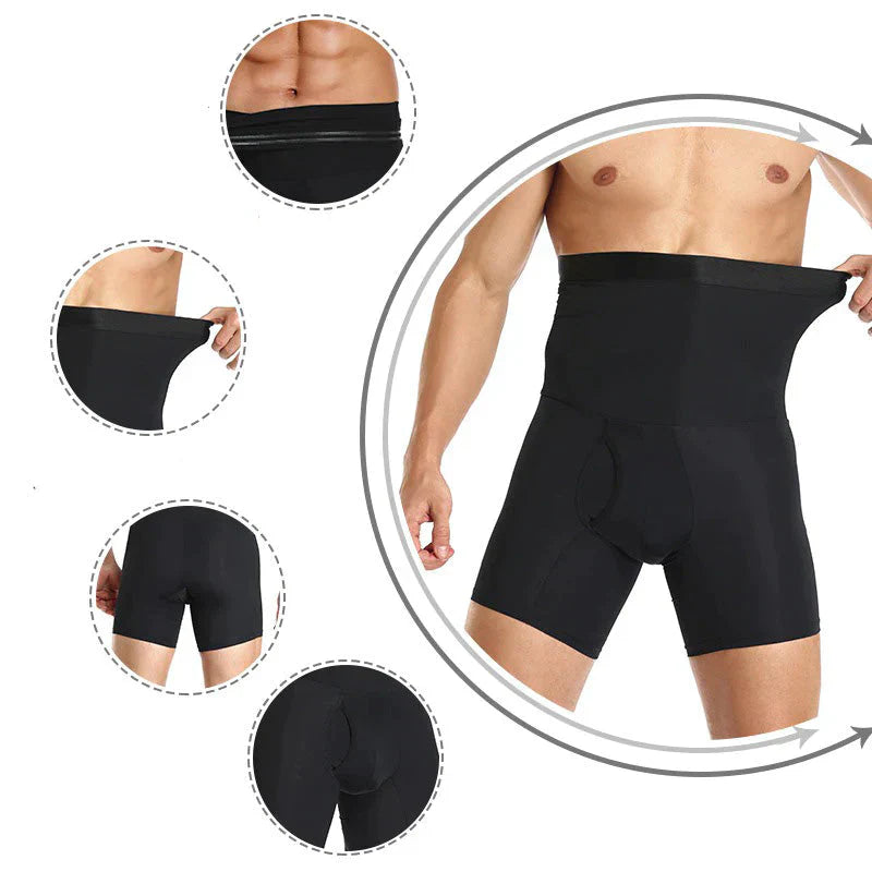 Herren Bauchkontroll Shorts | Spandex | Einfarbig | Hohe Taille-Luzern Mode