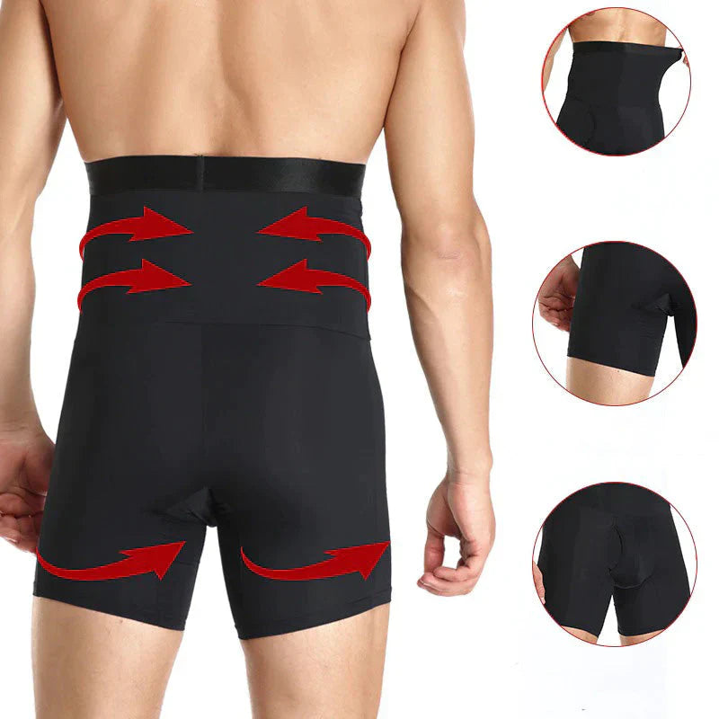 Herren Bauchkontroll Shorts | Spandex | Einfarbig | Hohe Taille-Luzern Mode