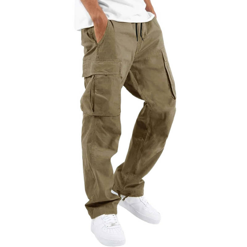 Herren Cargo Hose mit Taschen - Bequeme Freizeithose-Beige Grau-S-Luzern Mode