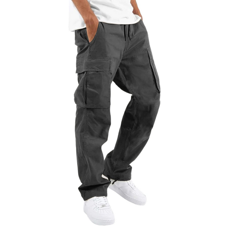 Herren Cargo Hose mit Taschen - Bequeme Freizeithose-Grau-S-Luzern Mode