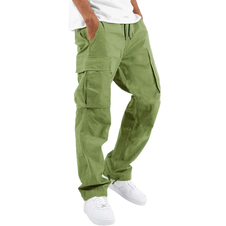 Herren Cargo Hose mit Taschen - Bequeme Freizeithose-Grün-S-Luzern Mode