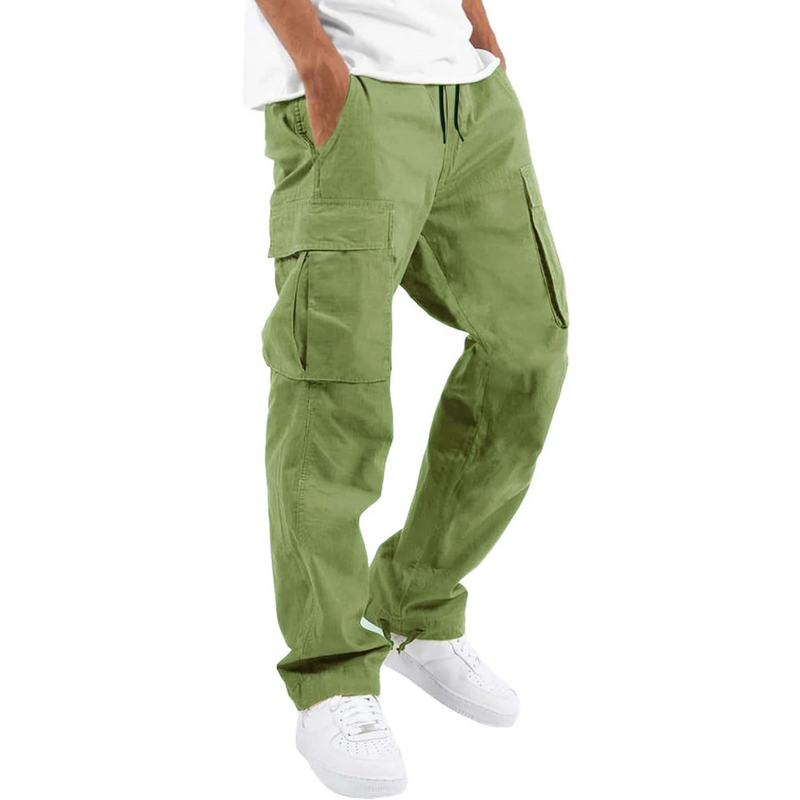Herren Cargo Hose mit Taschen - Bequeme Freizeithose-Grün-S-Luzern Mode