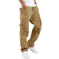 Herren Cargo Hose mit Taschen - Bequeme Freizeithose-Khaki-S-Luzern Mode