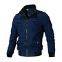 Herren Bomberjacke mit Reißverschluss und Taschen-Blau-M-Luzern Mode