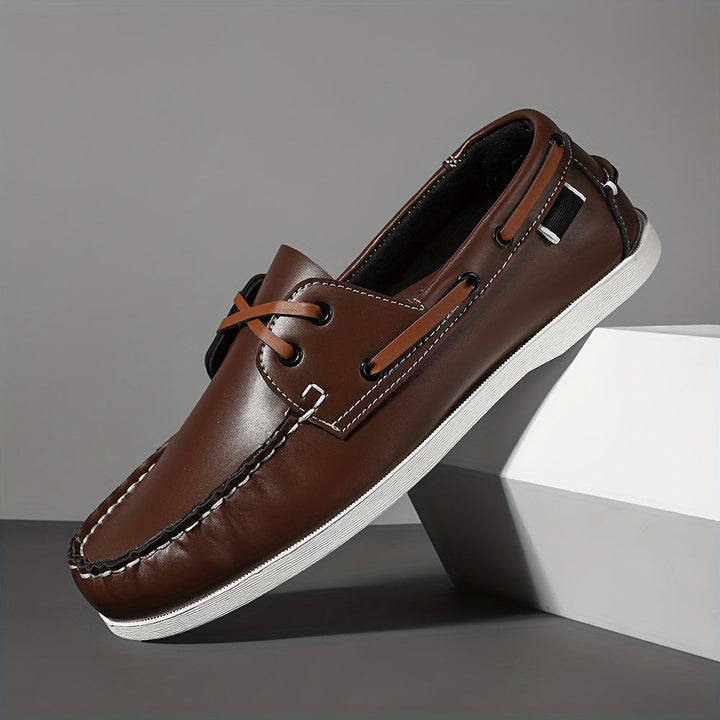 Herren Bootschoenen | Veganes Leder | Slip-On | Einfarbig | Robust | Grip-Luzern Mode