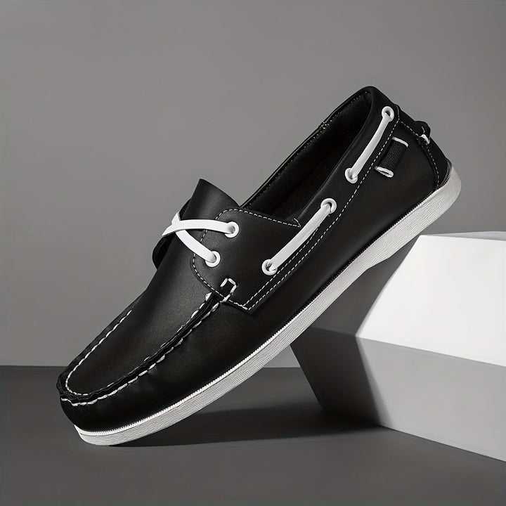 Herren Bootschoenen | Veganes Leder | Slip-On | Einfarbig | Robust | Grip-Luzern Mode