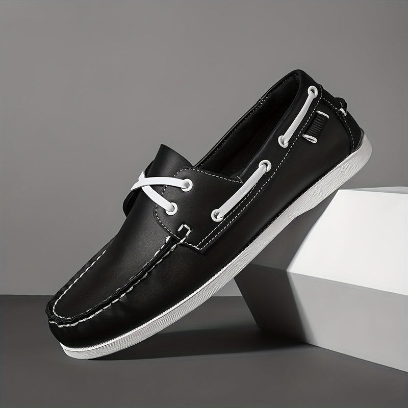 Herren Bootschoenen | Veganes Leder | Slip-On | Einfarbig | Robust | Grip-Luzern Mode