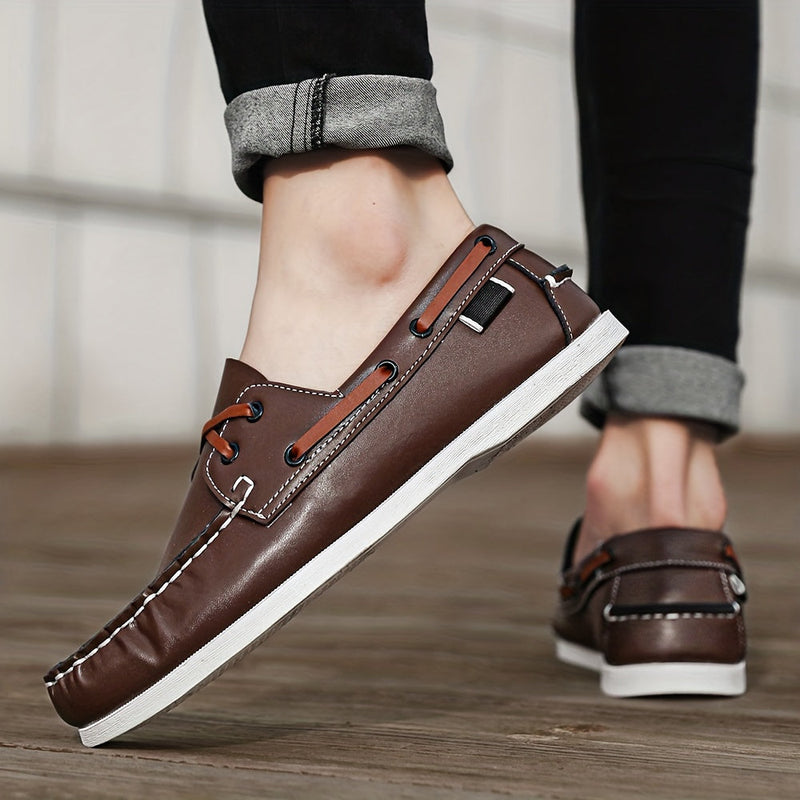 Herren Bootschoenen | Veganes Leder | Slip-On | Einfarbig | Robust | Grip-Luzern Mode