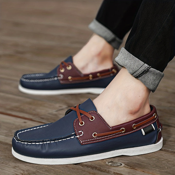 Herren Bootschoenen | Veganes Leder | Slip-On | Einfarbig | Robust | Grip-Luzern Mode