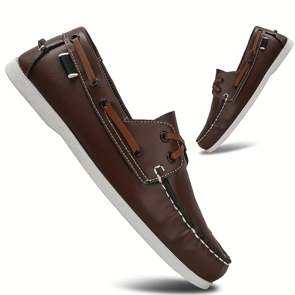 Herren Bootschoenen | Veganes Leder | Slip-On | Einfarbig | Robust | Grip-Dunkelbraun-40-Luzern Mode