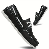 Herren Bootschoenen | Veganes Leder | Slip-On | Einfarbig | Robust | Grip-Schwarz-40-Luzern Mode